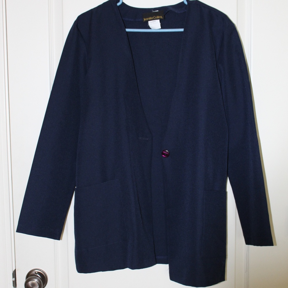 Navy Blue Long Blazer
